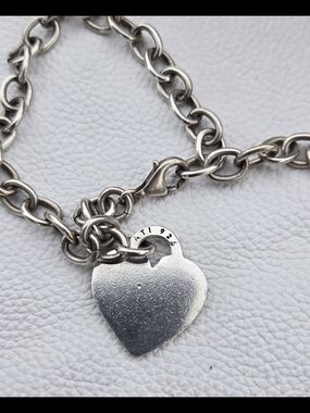 Sterling Silver Heart Charm Bracelet - Silver